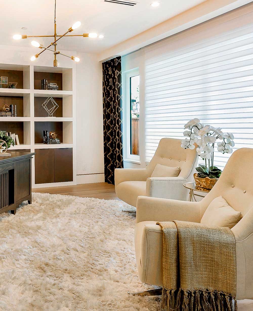 Elegant sheer shades in a modern living room